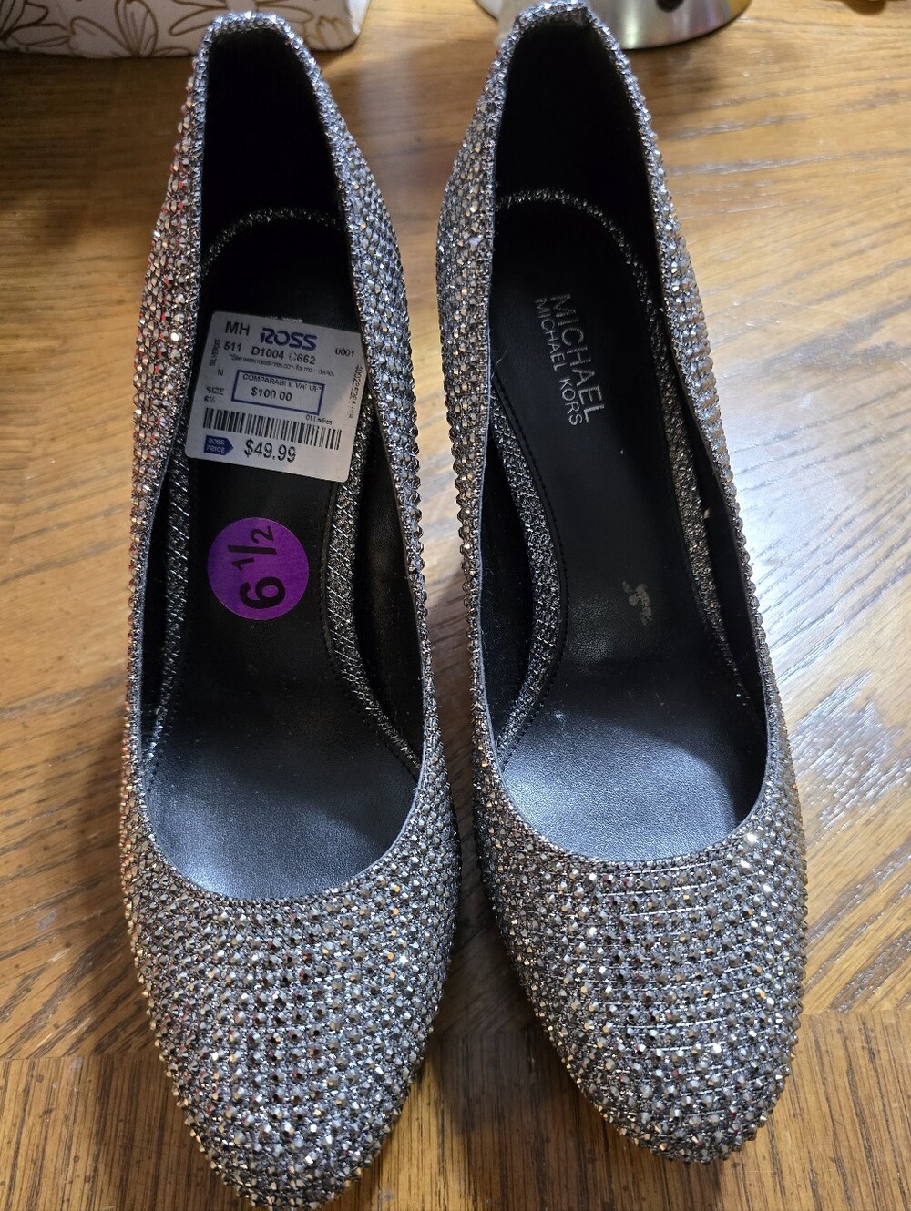 Michael Kors Silver Crystal Embellished Pointed-Toe Pumps